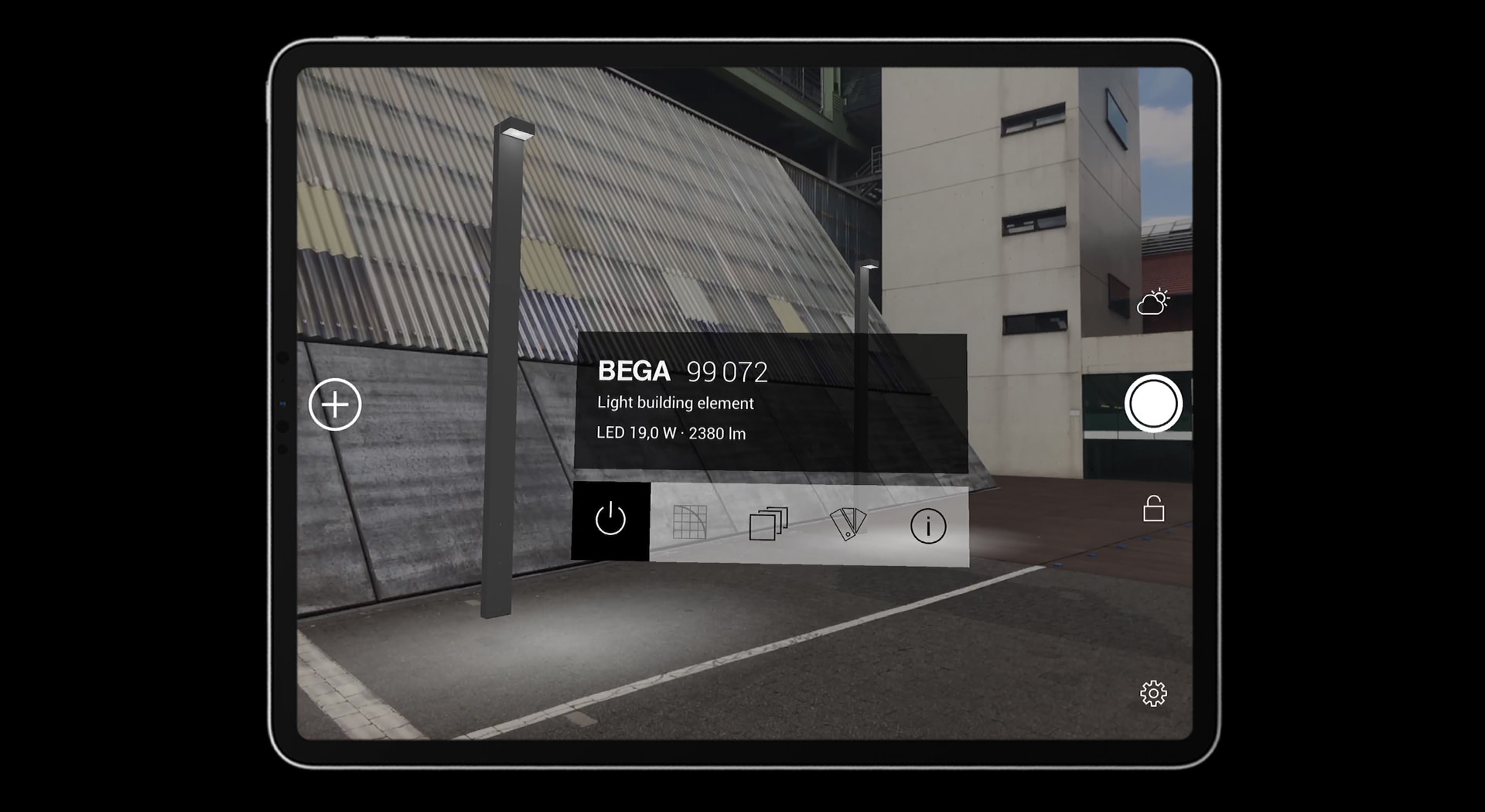 BEGA Gantenbrink-Leuchten AR+ Augmented Reality App iOS iPad - Light Building Elements
