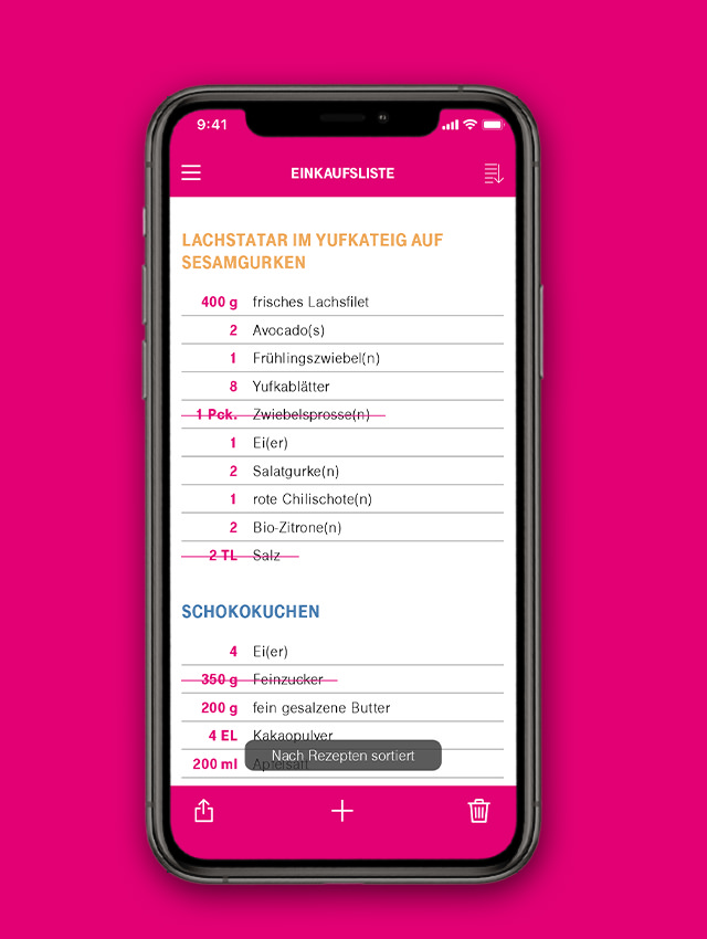 T-Systems Cyber Kitchen Mobile App - Shopping List